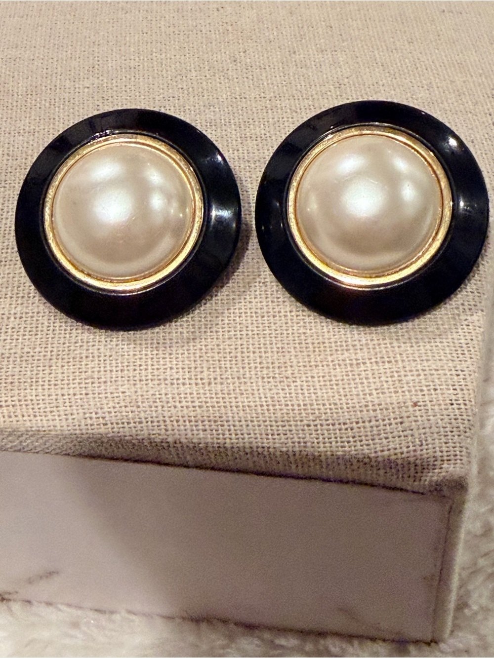 Classic Black and Pearl Statement Clip Earrings